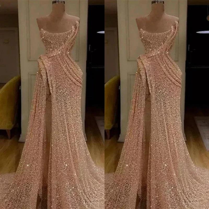 Gorgeous Sequin Split Strapless Mermaid Long Prom Dress - Image 2