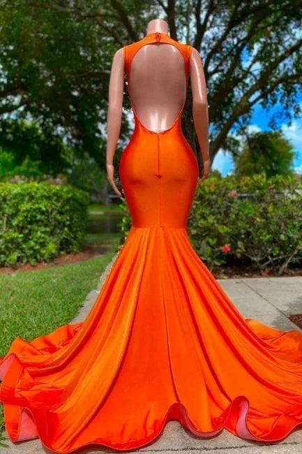 Gorgeous Sequined V-neck Sleeveless Stretch Satin Mermaid Prom Dress with Appliques - Image 2