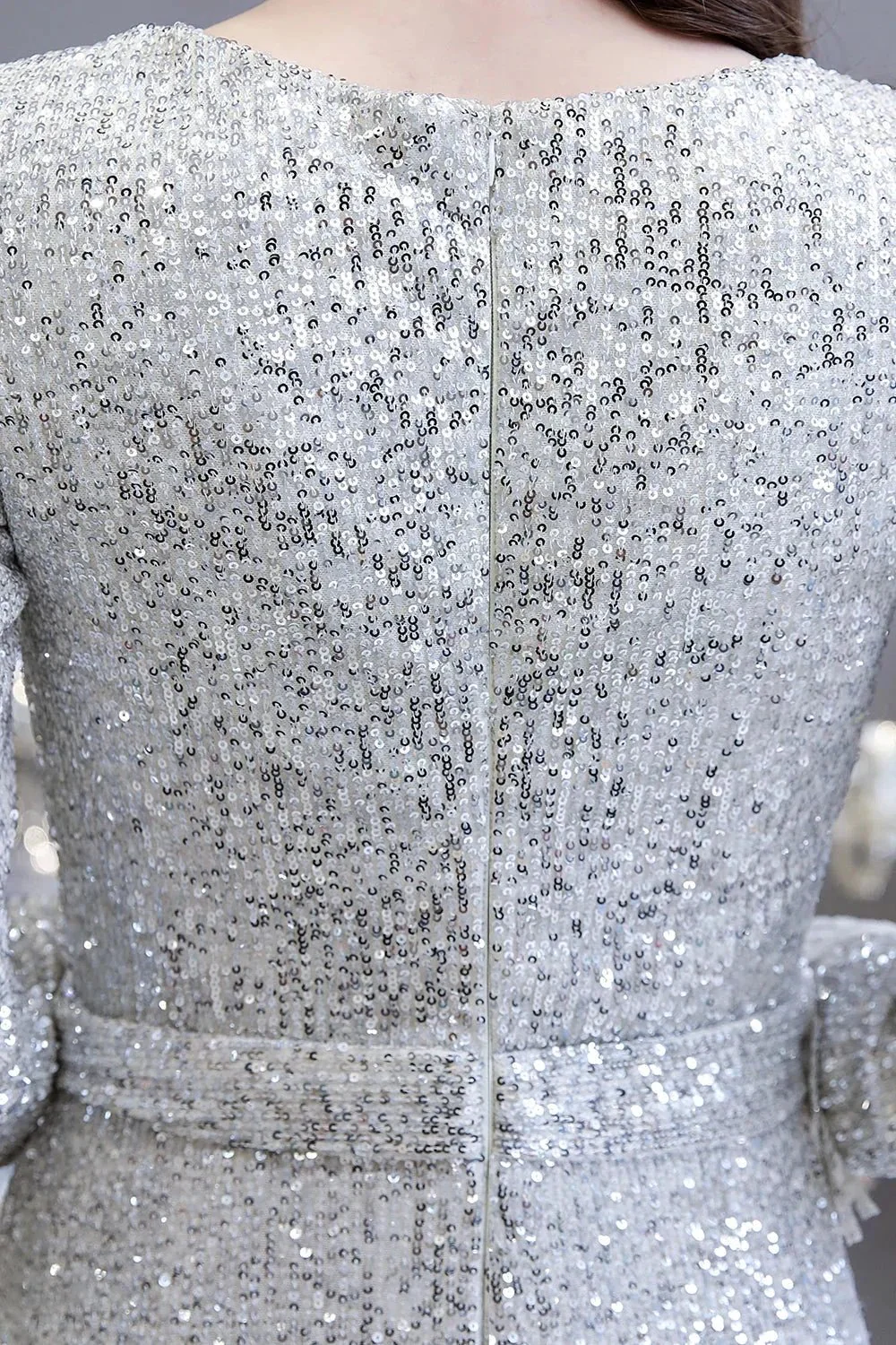 Gorgeous Sequins Long Sleeve V-Neck Mermaid Evening Gowns - Image 8