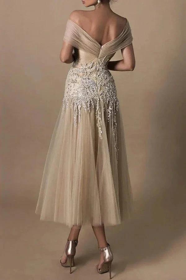 Gorgeous Short A-line Off-the-shoulder Beading Wedding Dresses With Lace - Image 2