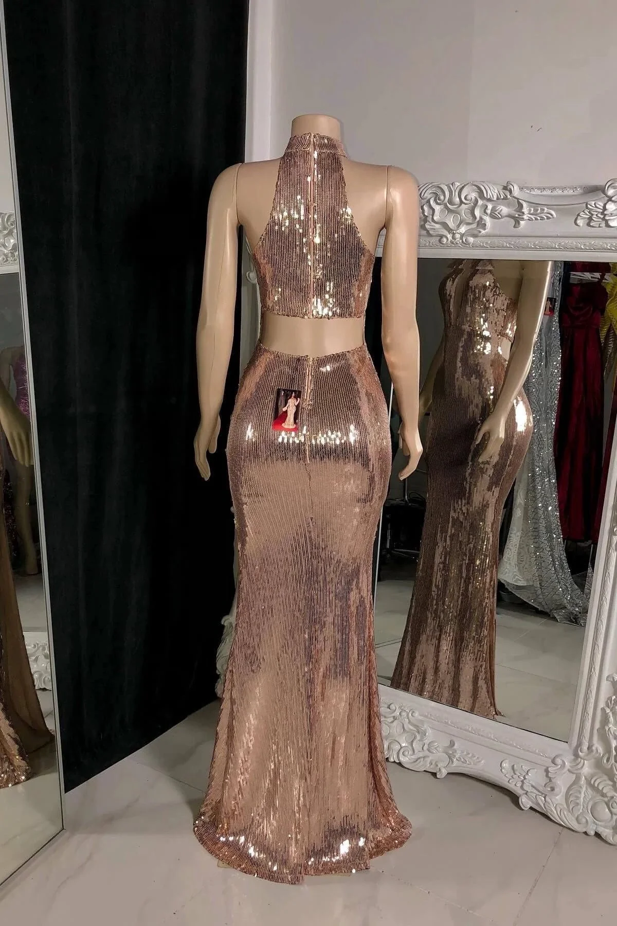 Gorgeous Sleeveless High Neck Split Front Mermaid Prom Dress - Image 2