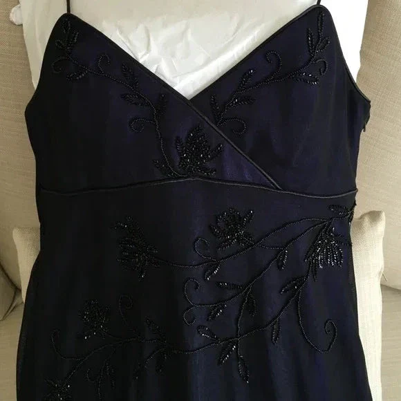 Gorgeous Straps Navy Blue V Neck Prom Dress Chiffon Beaded Party Dress Evening Gown Y7563 - Image 2