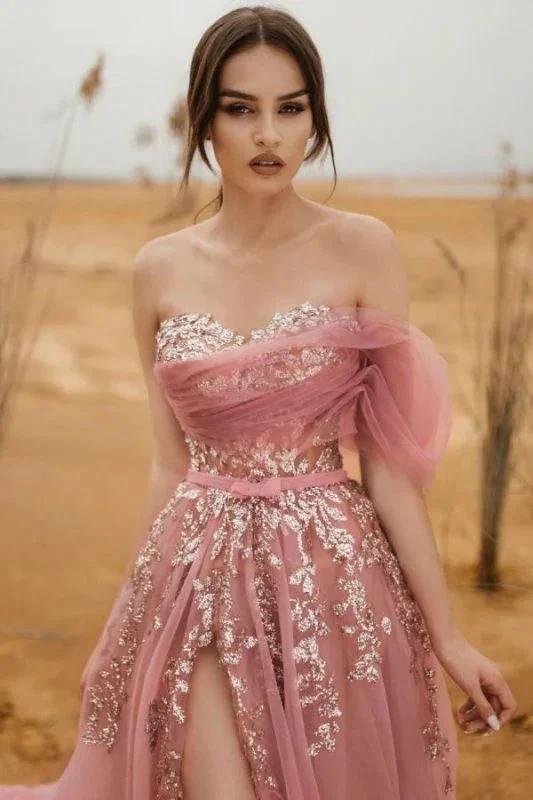 Gorgeous Sweetehart Sequins Appliques Prom Dress Long With Slit - Image 2