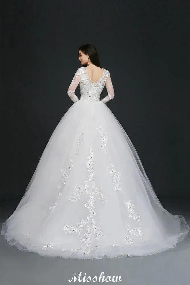 Gorgeous Tulle Ball Gowns Court Train Wedding Dresses - Image 2