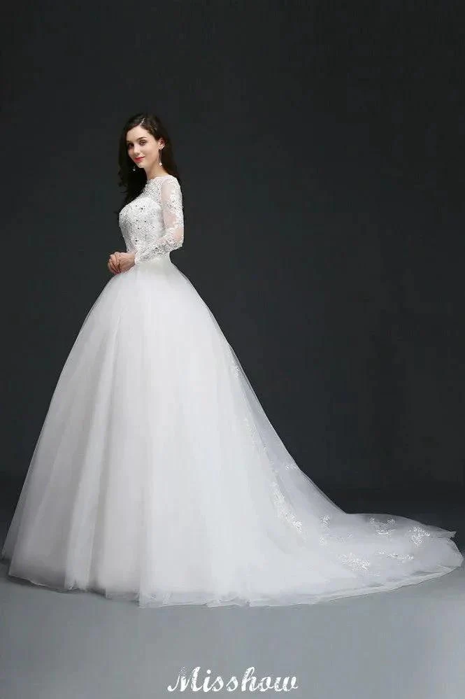 Gorgeous Tulle Ball Gowns Court Train Wedding Dresses - Image 4