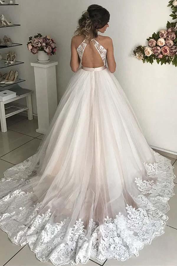 Gorgeous V-Neck Sleeveless Tulle Wedding Dresses  Bridal Gowns  WD306 - Image 3