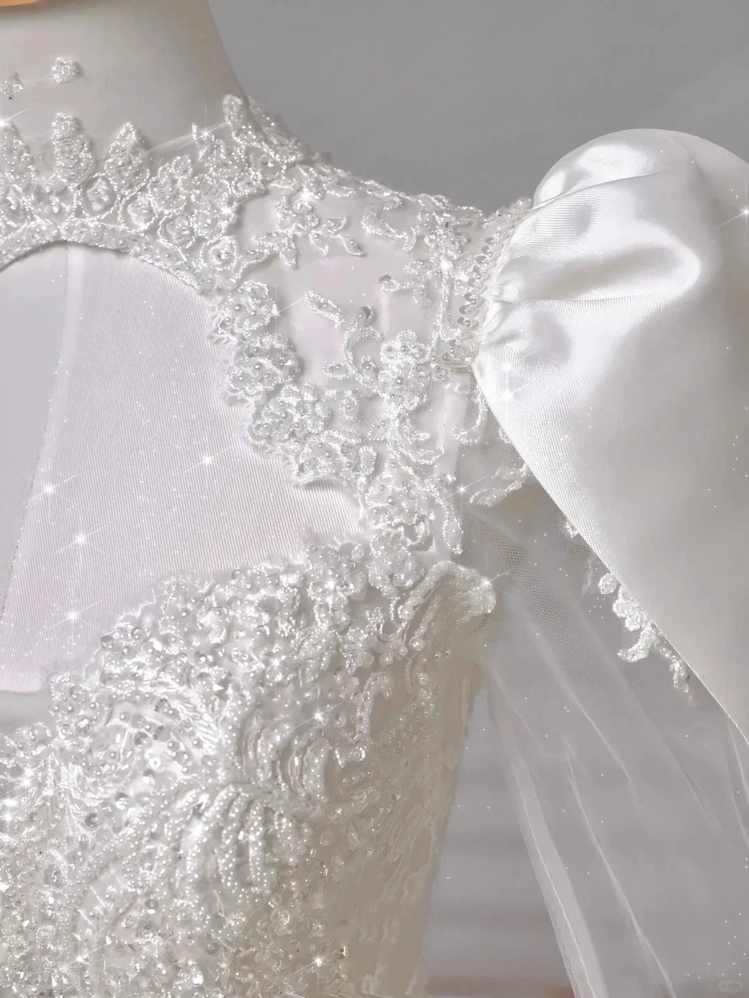 Gorgeous White Satin Lace Appliques A Line Wedding Dress,Formal Prom Dress Y8607 - Image 2