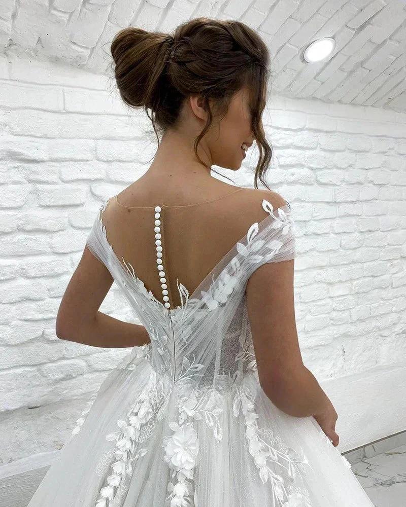 Gorgeous Women's Wedding Dresses A-Line 3D Lace Applique Bohemian Bridal Gowns Princess Formal Beach Party Sexy V-Neck 2023 Robe - Image 3