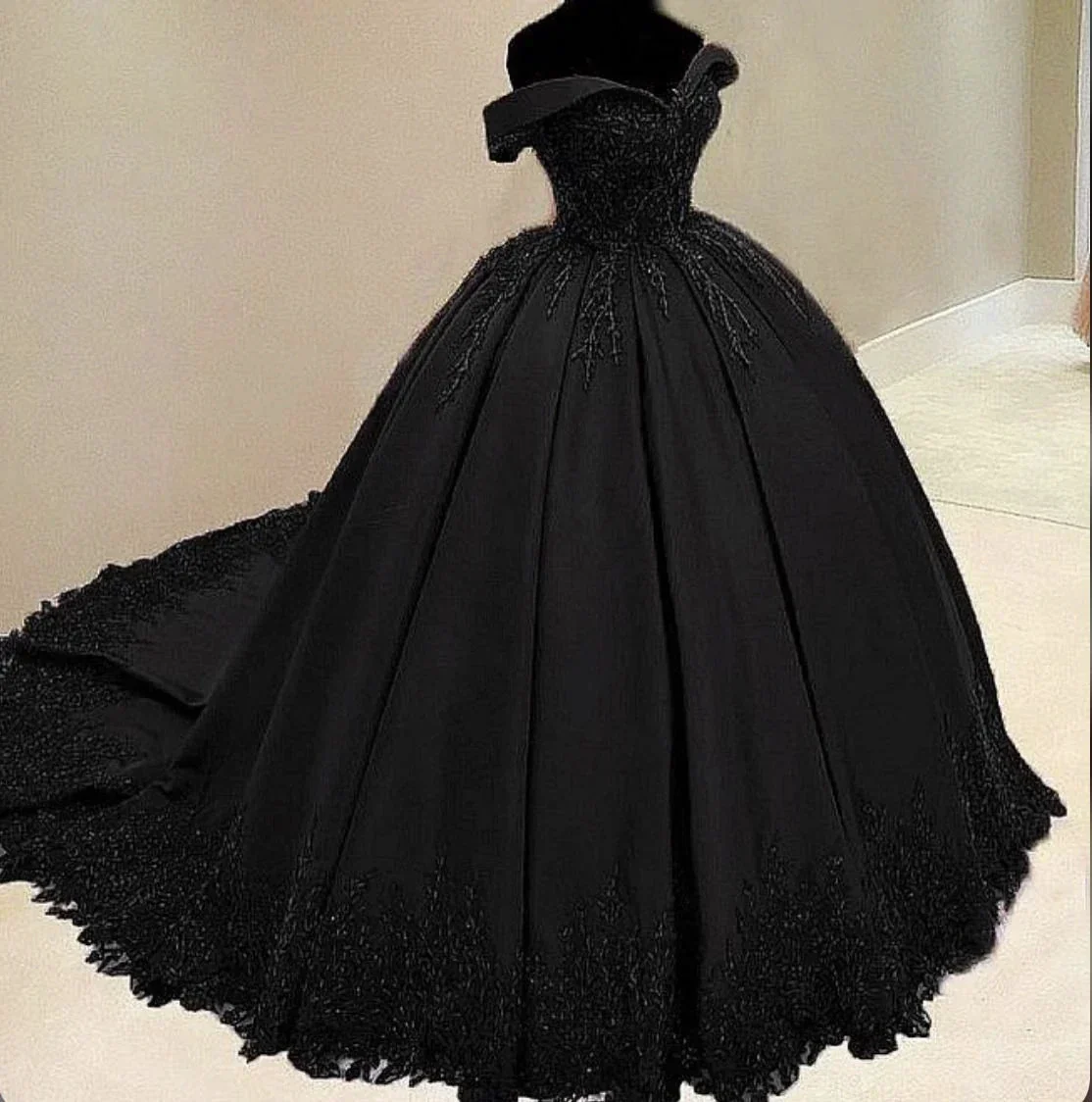 Gothic Black Off The Shoulder Ball Gown,Sweet 16 Dress Y5758 - Image 2