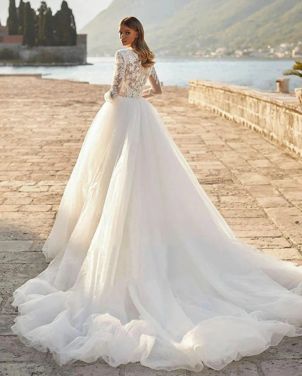 Grace Pretty luxury Princess Wedding Dresses Modest O Neck Long Sleeves Muslim Bride Dresses Bridal Gown vestidos de novia - Image 4