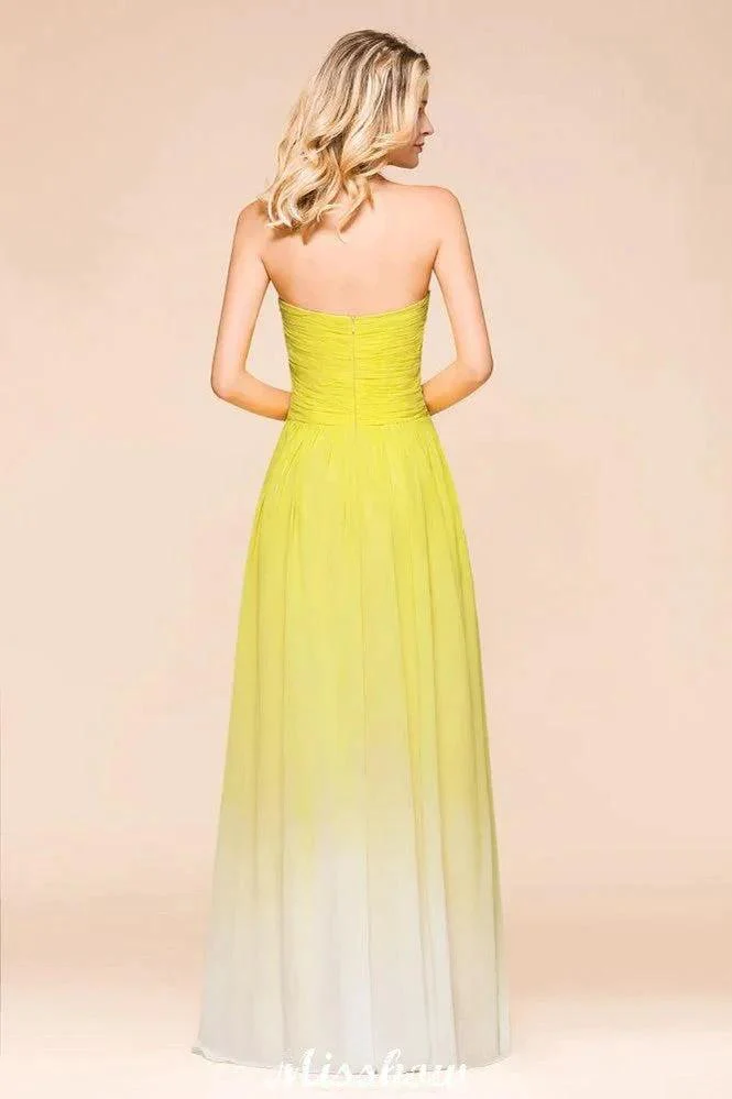 Gradient Sweetheart Floor Length Bridesmaid Dress Chiffon Wedding Party Dress - Image 2