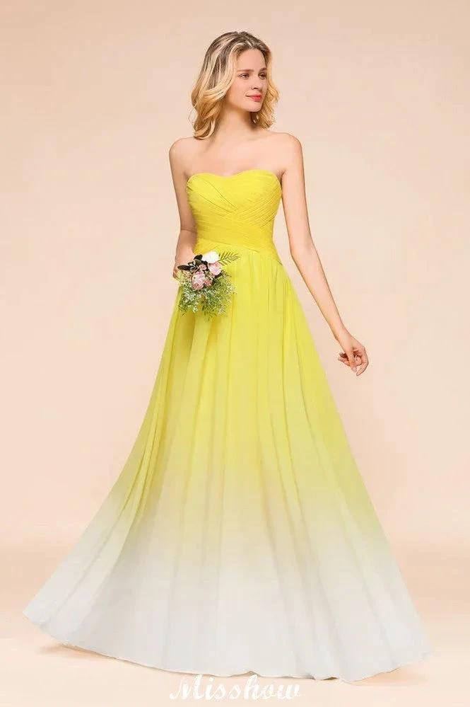 Gradient Sweetheart Floor Length Bridesmaid Dress Chiffon Wedding Party Dress - Image 5