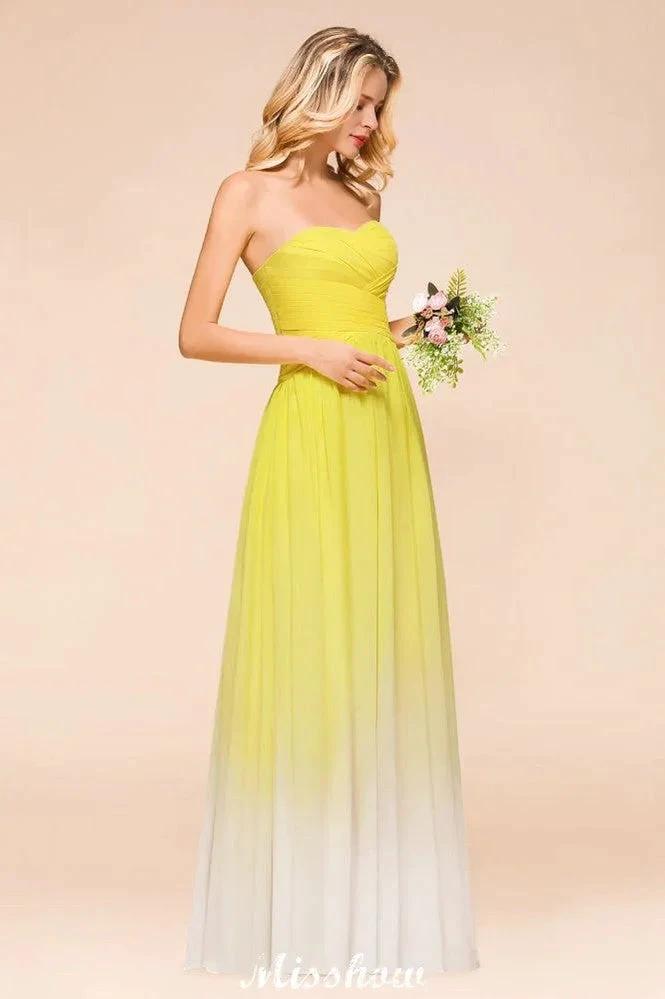 Gradient Sweetheart Floor Length Bridesmaid Dress Chiffon Wedding Party Dress - Image 6