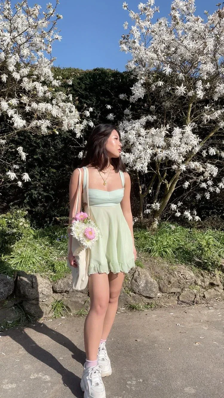 Green A-line Mini Homecoming Dress Backless Party Dress Y2510 - Image 2
