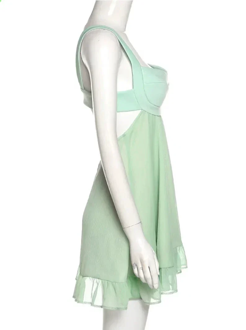 Green A-line Mini Homecoming Dress Backless Party Dress Y2510 - Image 4