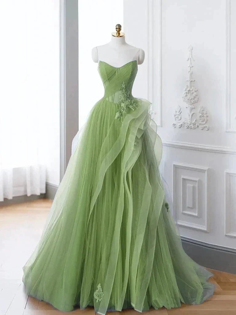 Saflor | Green A-Line Off Shoulder Long Prom Dress Lace Long Evening Dress - Image 2