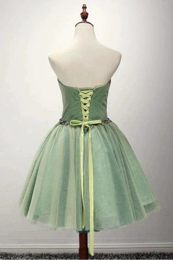 Green Ball-gown Sweetheart Short Tulle Homecoming Dress With Beading  PG140 - Image 2