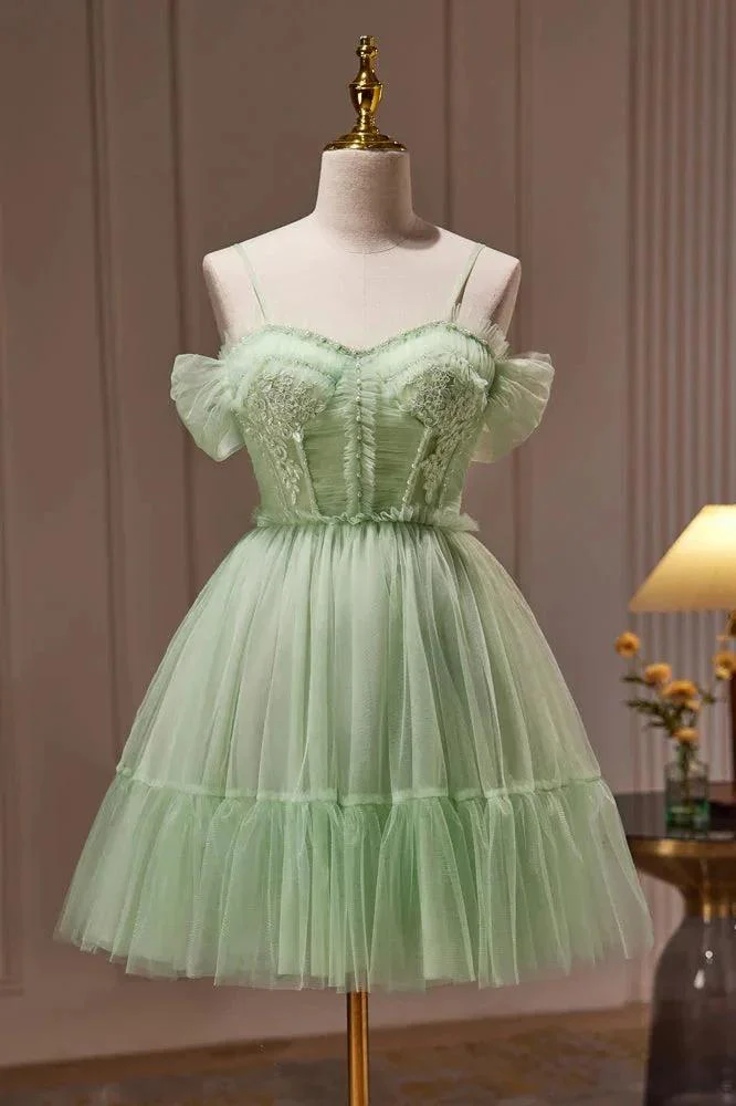 Ball Gown Spaghetti Straps Tulle Short/Mini Homecoming Dresses - Image 2