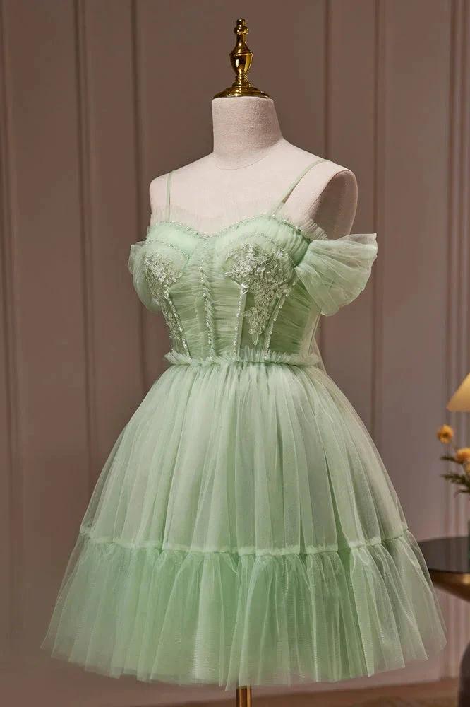 Ball Gown Spaghetti Straps Tulle Short/Mini Homecoming Dresses - Image 3
