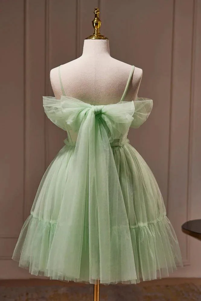 Ball Gown Spaghetti Straps Tulle Short/Mini Homecoming Dresses - Image 4