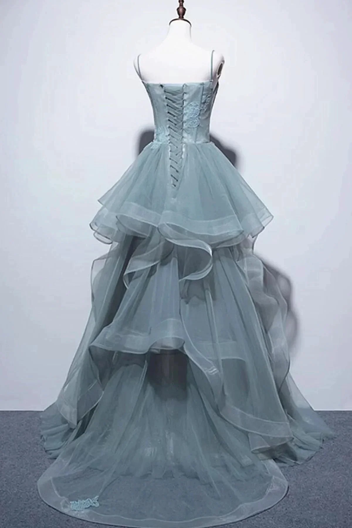 Green Lace Long Prom Dresses Green Lace Long Formal Evening Dresses - Image 2