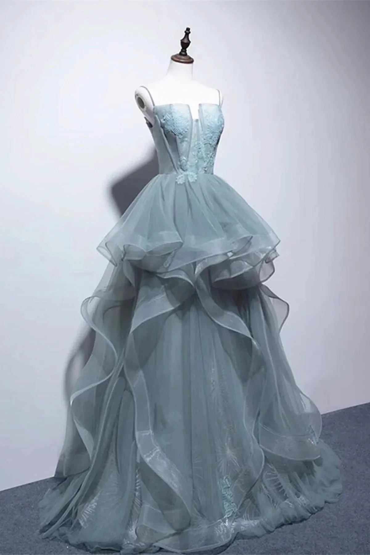Green Lace Long Prom Dresses Green Lace Long Formal Evening Dresses - Image 3