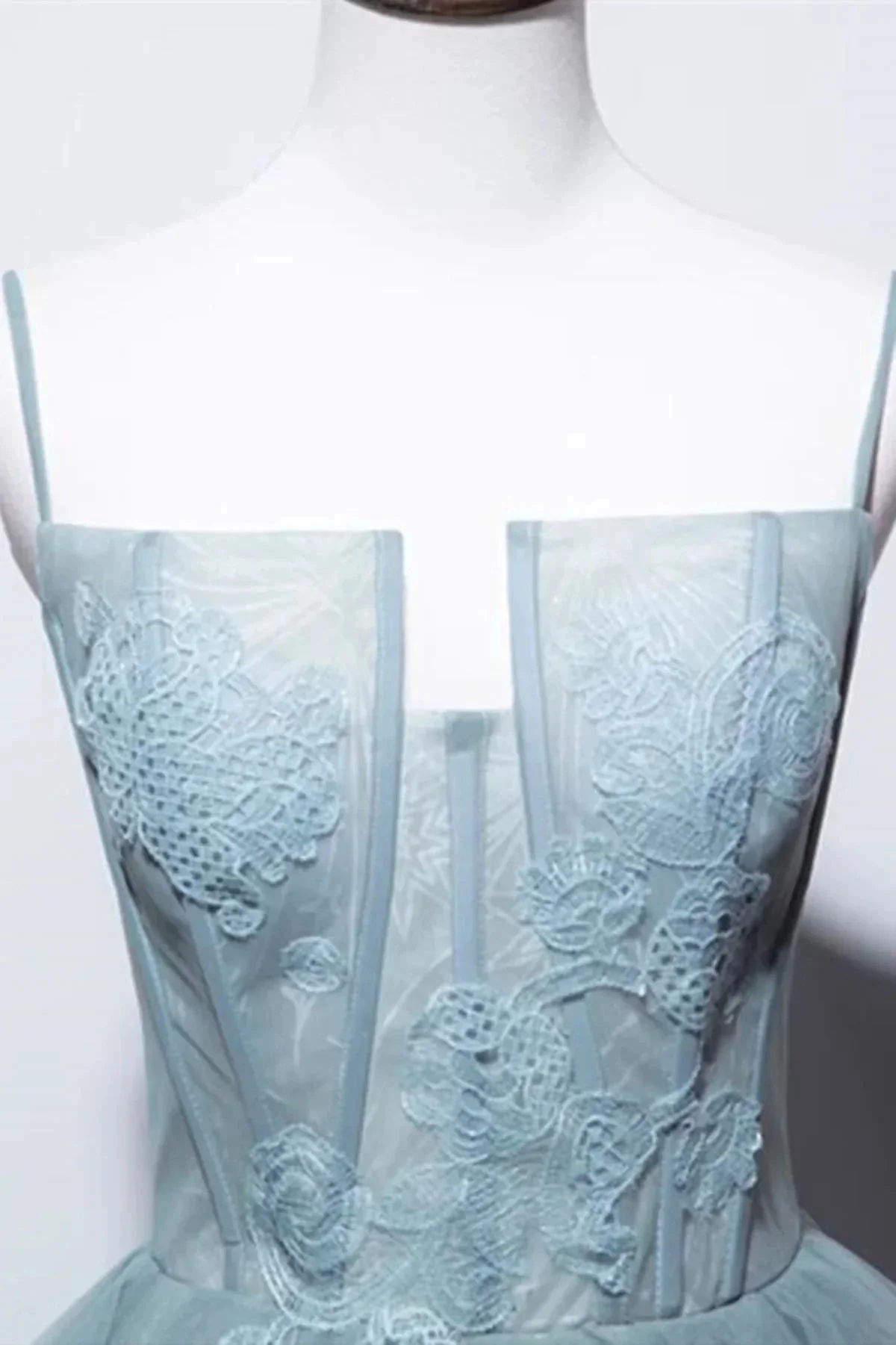 Green Lace Long Prom Dresses Green Lace Long Formal Evening Dresses - Image 4