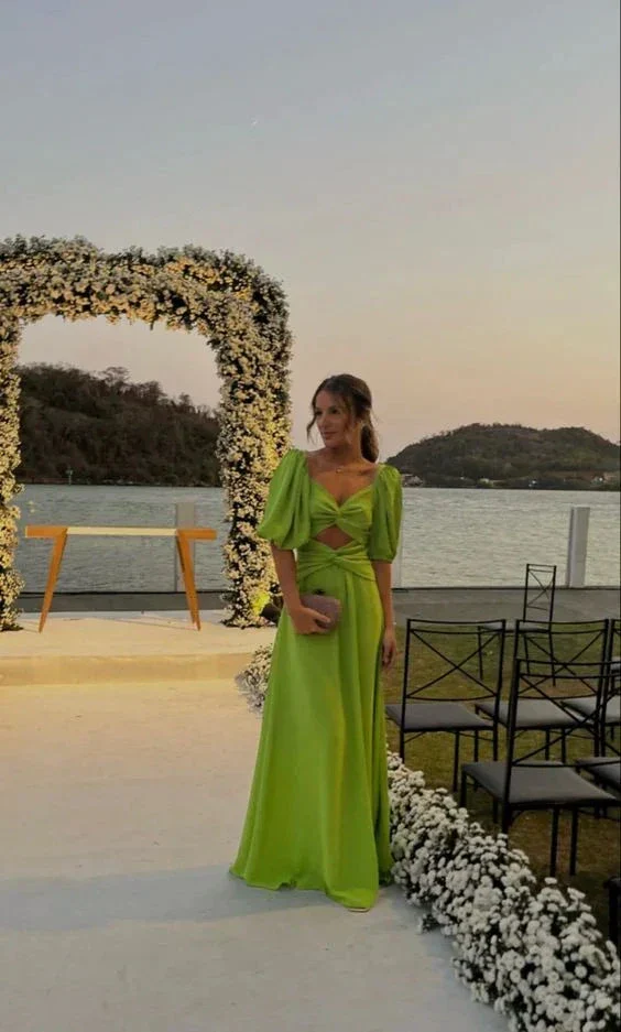 Green Long Prom Dresses,A-line Evening Gowns,Party Dresses Y2845 - Image 2