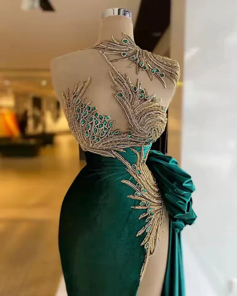 Green prom dresses, sexy prom dresses,cheap evening dresses, side slit evening dresses, new arrival evening gowns Y522 - Image 3