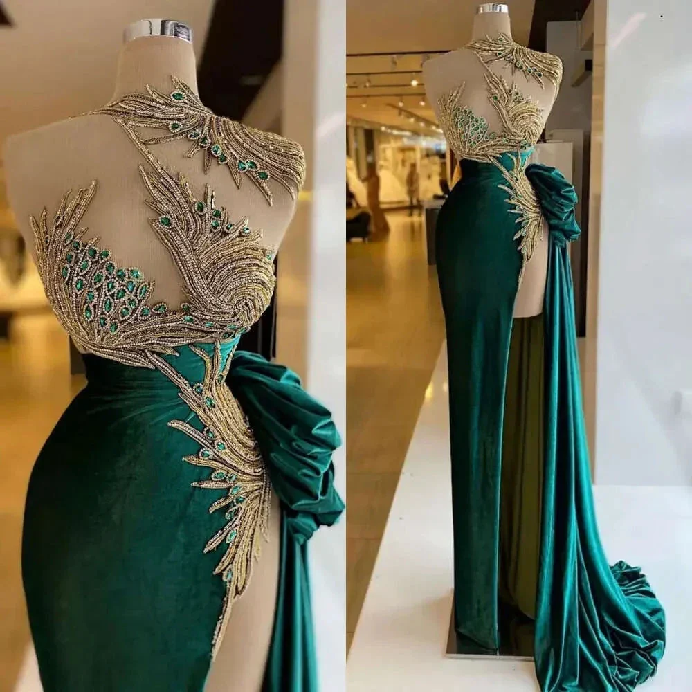 Green prom dresses, sexy prom dresses,cheap evening dresses, side slit evening dresses, new arrival evening gowns Y522 - Image 4