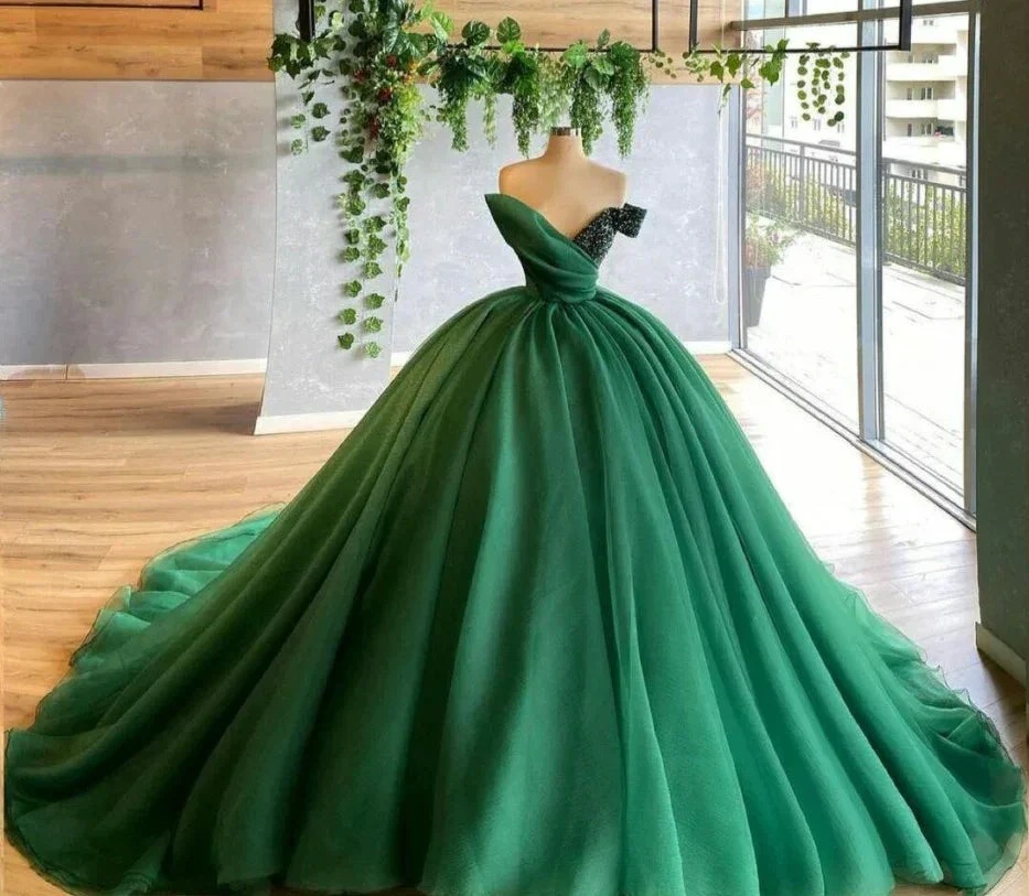 Green Quinceanera Dresses Ball Gown Sexy V Neck Tulle Formal Dress Y296 - Image 2