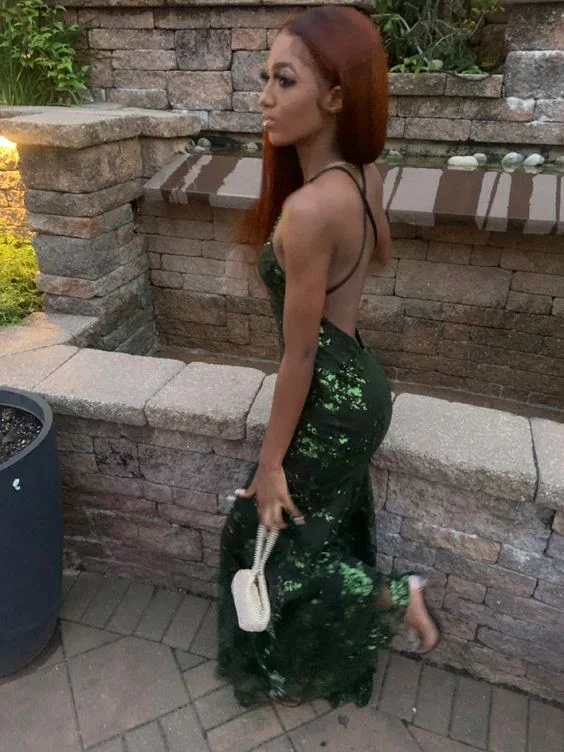 Green sequin prom dress new design dress prom sparkly evening dress Y6652