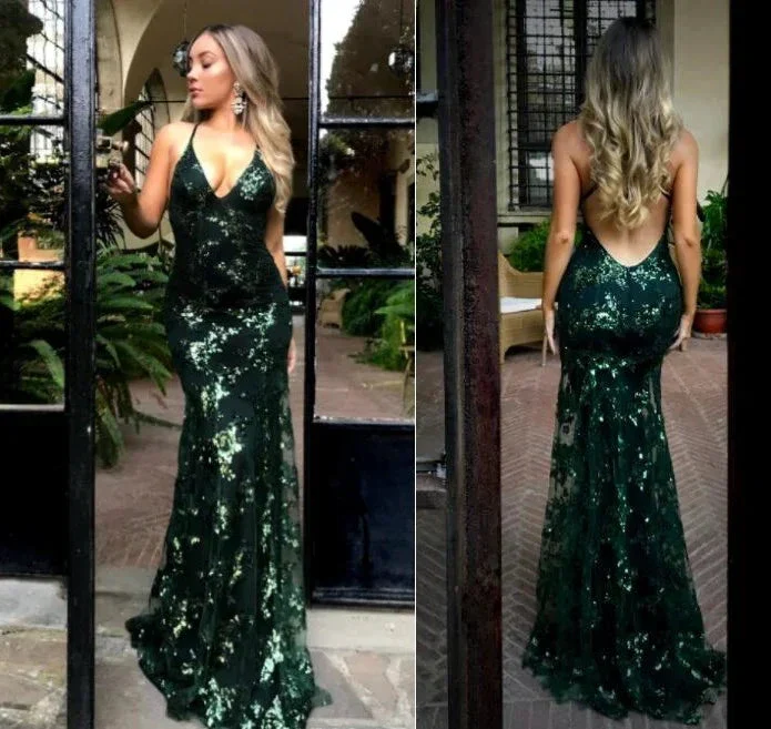 Green sequin prom dress new design dress prom sparkly evening dress Y6652 - Image 2