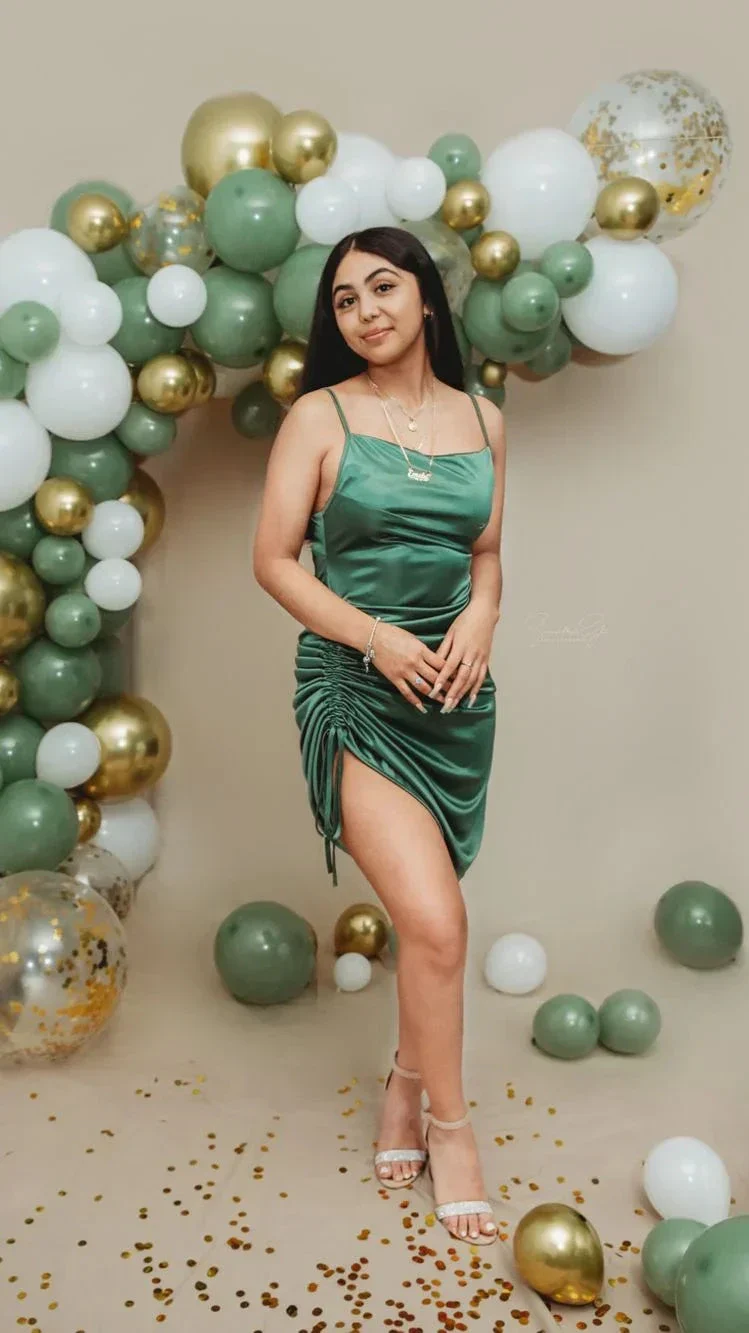 Green Spaghetti Straps Homecoming Dress 18th Birthday Party Dress Y2626 - Image 3