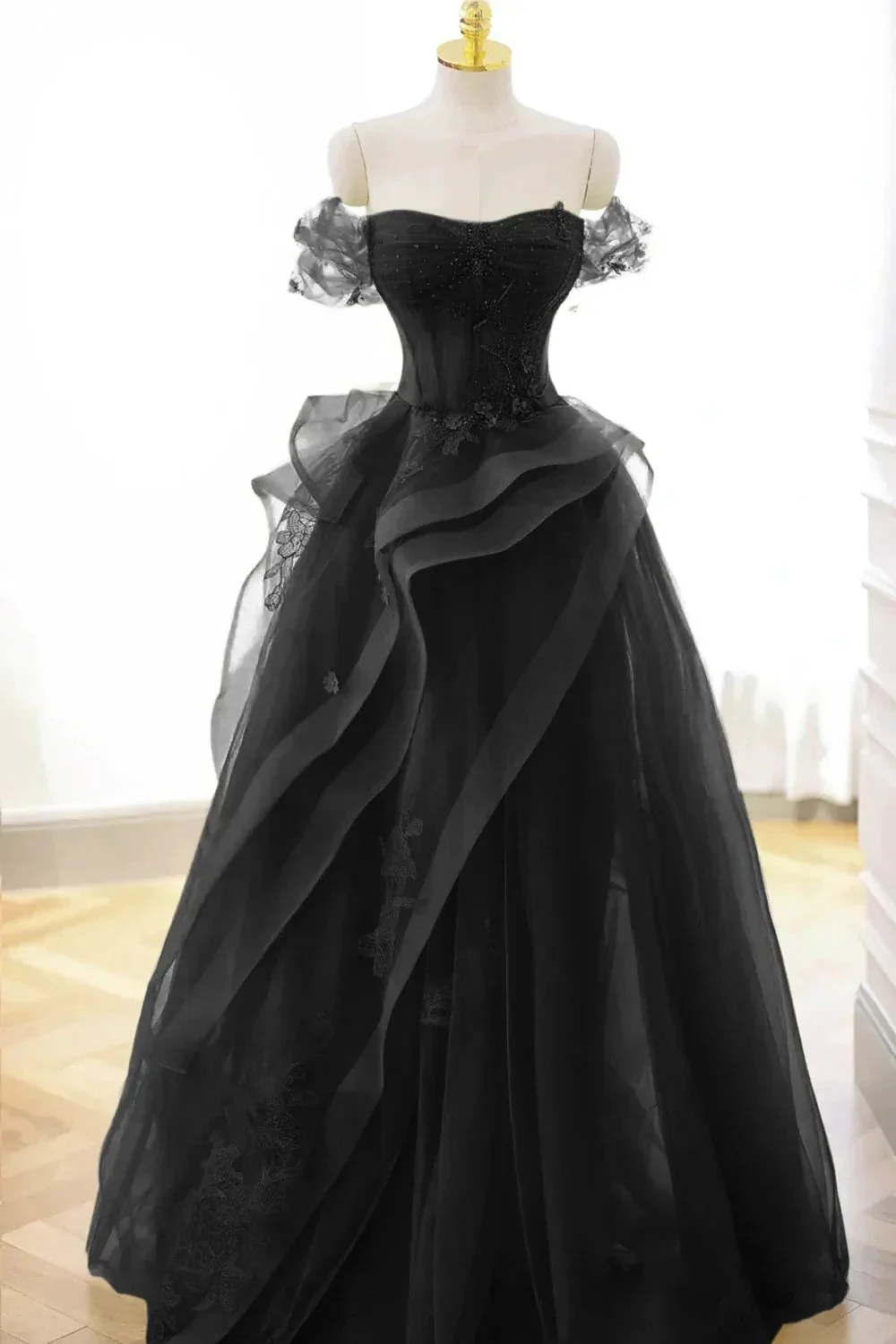 Nellie | Green Tulle Lace Long Prom Dress with Corset, Green Formal Party Dress - Image 5