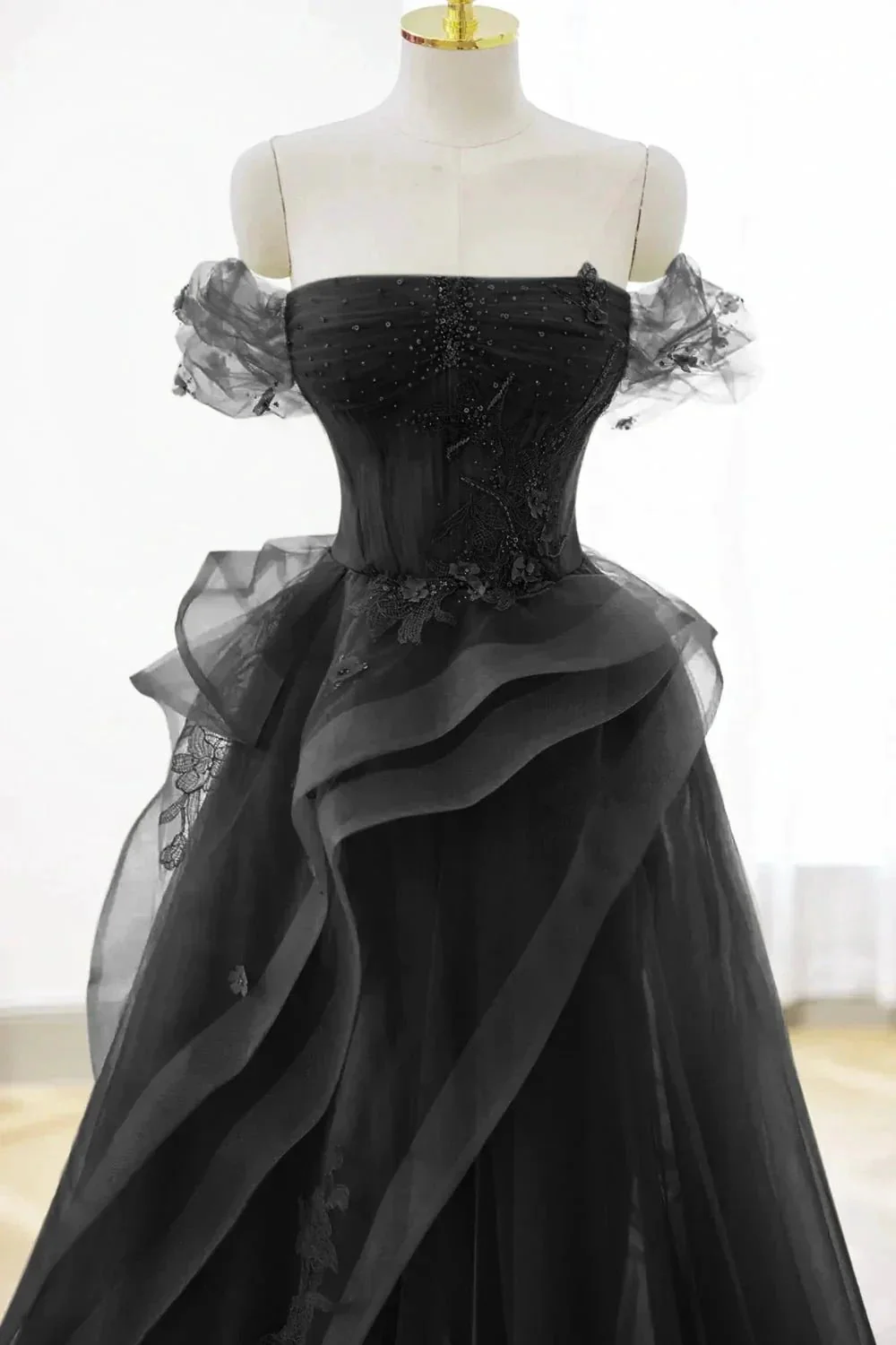 Nellie | Green Tulle Lace Long Prom Dress with Corset, Green Formal Party Dress - Image 6