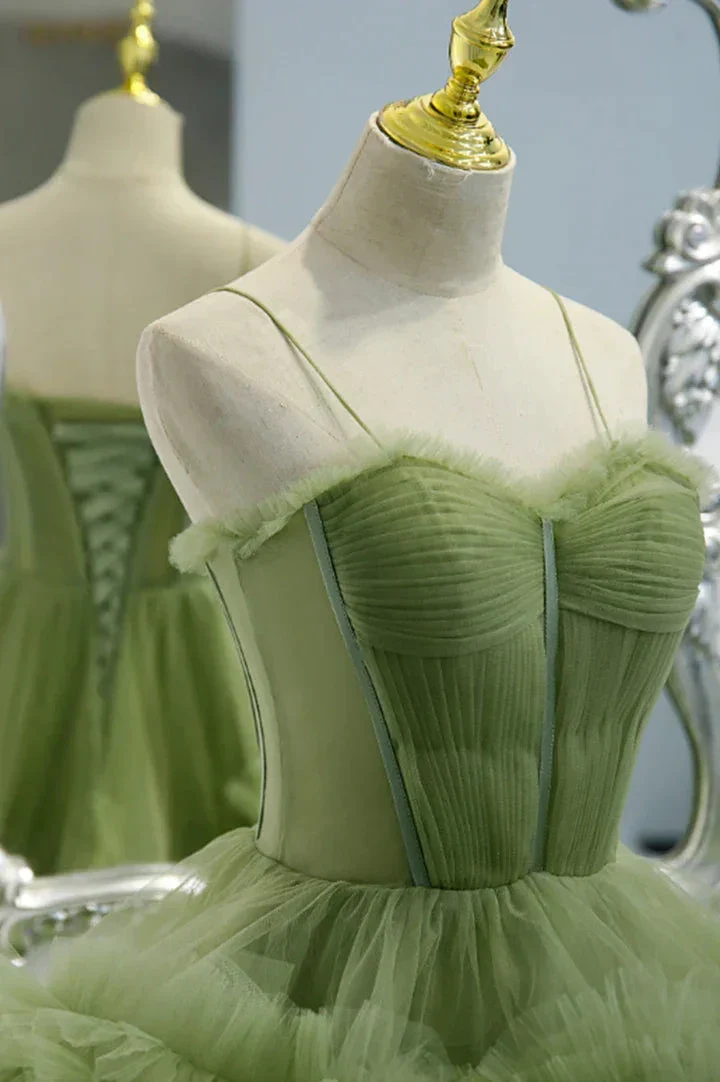 Green Tulle Long Prom Dresses, A-Line Formal Evening Dresses Y2029 - Image 5