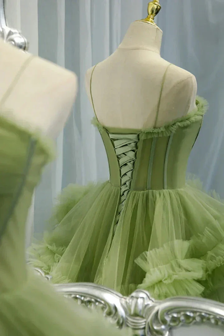 Green Tulle Long Prom Dresses, A-Line Formal Evening Dresses Y2029 - Image 6