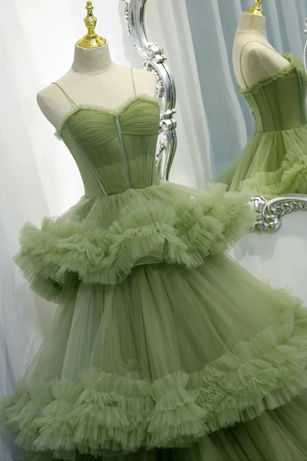 Green Tulle Long Prom Dresses, A-Line Formal Evening Dresses Y2029 - Image 8