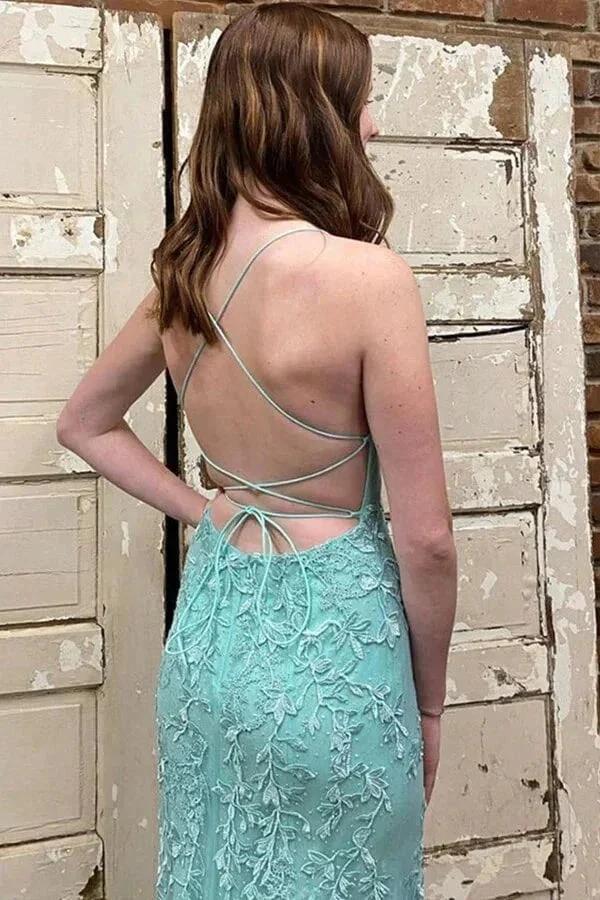 Green Tulle Mermaid Scoop Neck Lace Up Prom Dresses Evening Dresses  PSK438 - Image 4