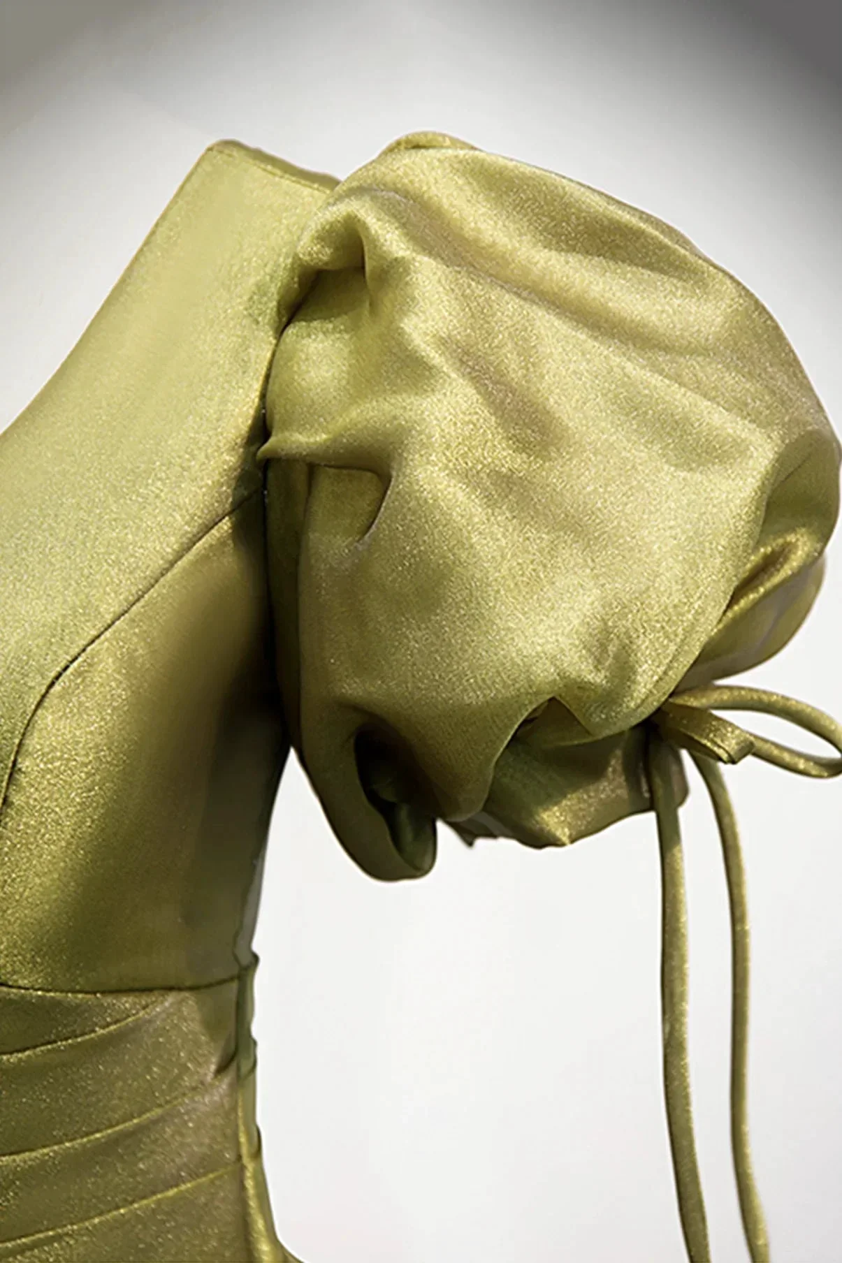 Green v neck tulle long prom dress A line evening dress Y898 - Image 5