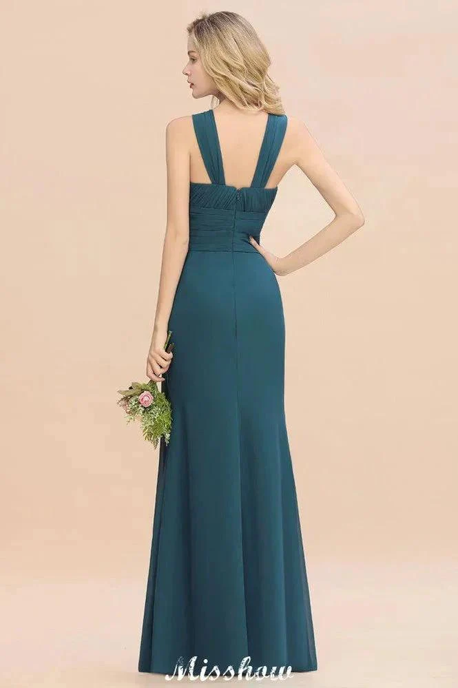 Halter A-line Bridesmaid Dresses Floor-Length Dress for Wedding Party - Image 2