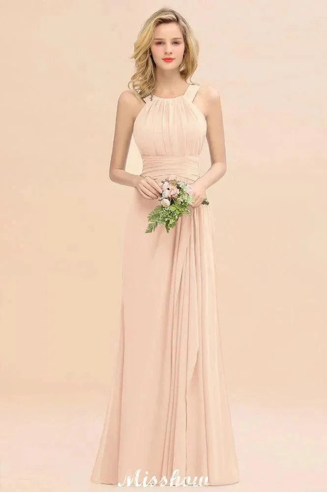 Halter A-line Bridesmaid Dresses Floor-Length Dress for Wedding Party - Image 6