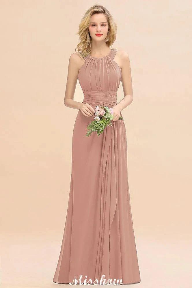 Halter A-line Bridesmaid Dresses Floor-Length Dress for Wedding Party - Image 7
