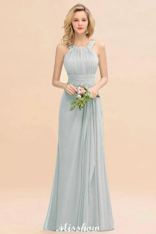 Halter A-line Bridesmaid Dresses Floor-Length Dress for Wedding Party - Image 9