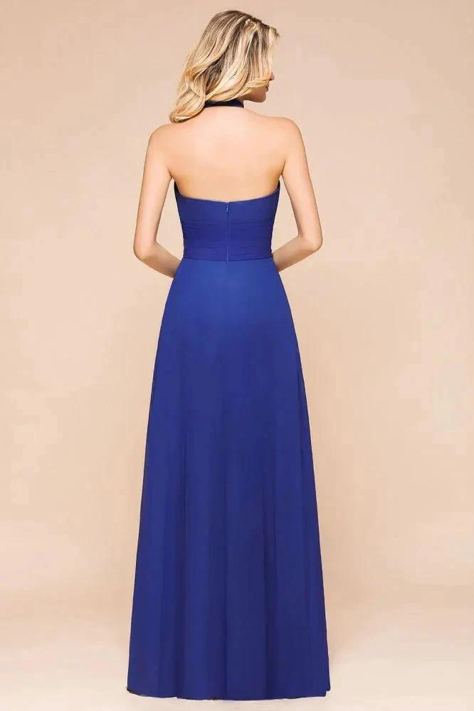 Halter A-line Wedding Party Dress Chiffon Bridesmaid Dress - Image 2
