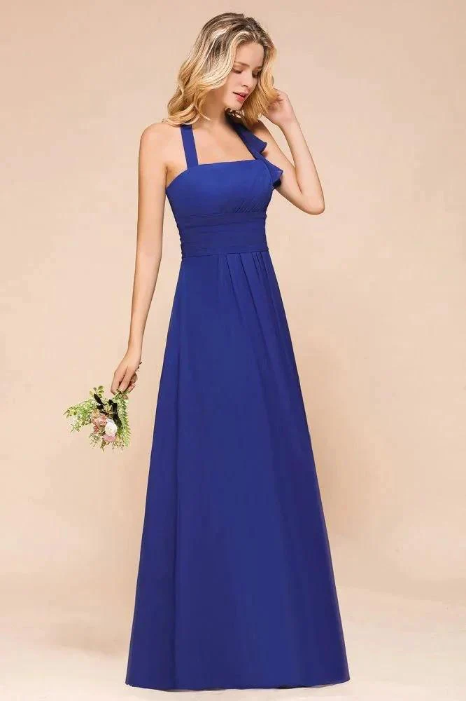 Halter A-line Wedding Party Dress Chiffon Bridesmaid Dress - Image 4
