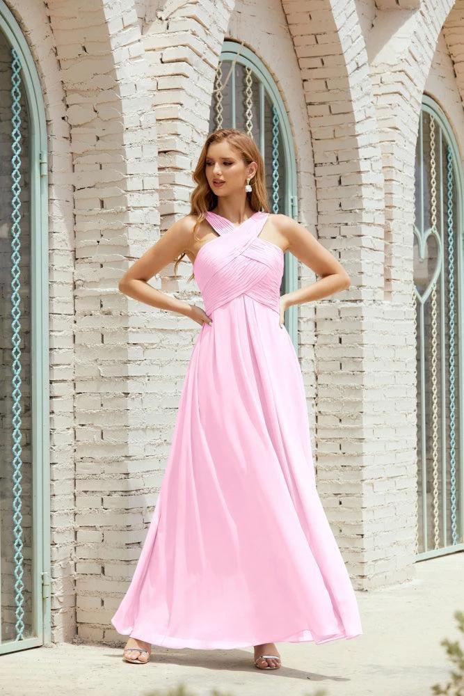 Halter Bridesmaid Dresses Formal Cocktail Prom Gown 28015 - Image 115