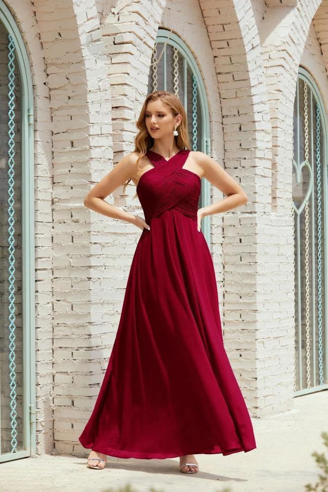 Halter Bridesmaid Dresses Formal Cocktail Prom Gown 28015 - Image 121