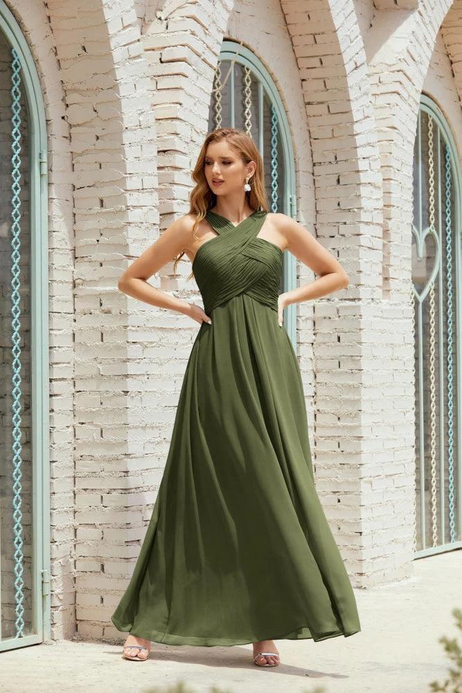 Halter Bridesmaid Dresses Formal Cocktail Prom Gown 28015 - Image 19
